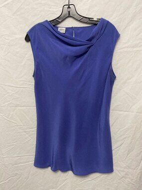 Armani Collezioni Cobalt Blue Silk Cowl Neck Top Size 10